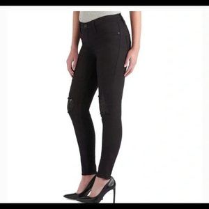 Rock and Republic Black Mid Rise Ripped Sequence Jeans
